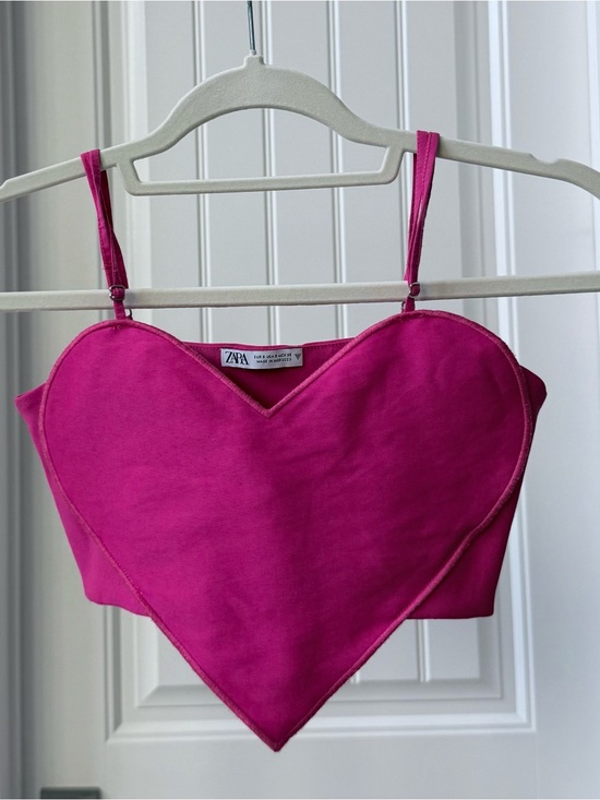 Zara Other - Zara Hot Pink Heart-Shaped Bandeau Crop Top Size S